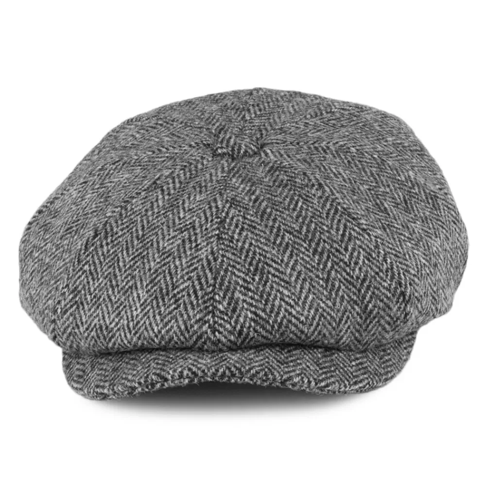 Casquettes Plates | Chapeaux Hiver^Jaxon & James Casquette Gavroche en Harris Tweed Castlebay noir-gris JAXON & JAMES