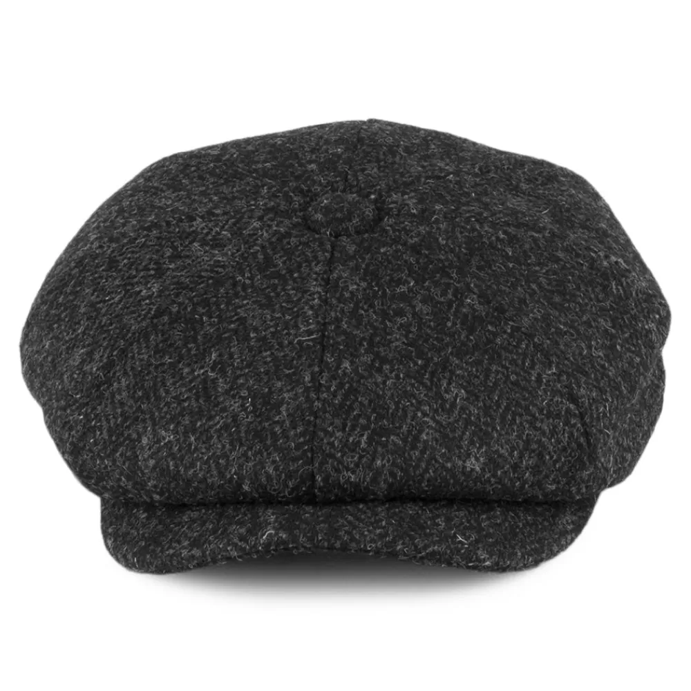 Casquettes Plates | Grandes Tailles^Jaxon & James Casquette Gavroche en Harris Tweed Taransay noir-anthracite JAXON & JAMES