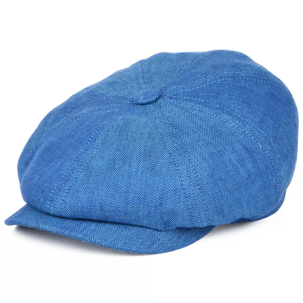 Casquettes Plates | Casquettes Plates^Stetson Casquette Gavroche en Lin à Chevrons Hatteras bleu