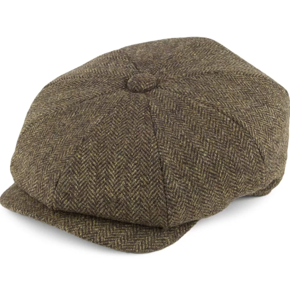 Casquettes Plates | Chapeaux Hiver^Christys Casquette Gavroche en Tweed à Chevrons Country olive