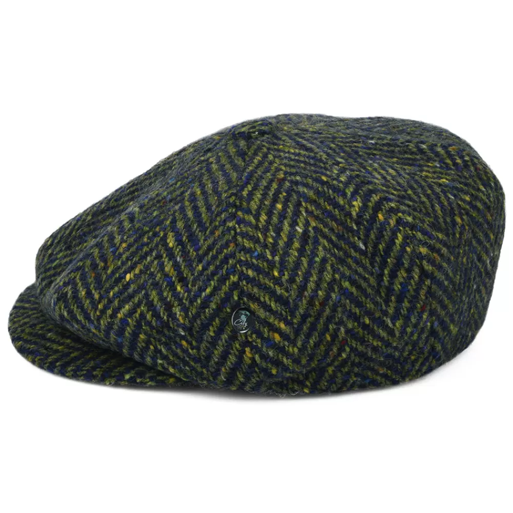 Casquettes Plates | Casquettes Femme^City Sport Casquette Gavroche en Tweed du Donegal à Chevrons vert-bleu