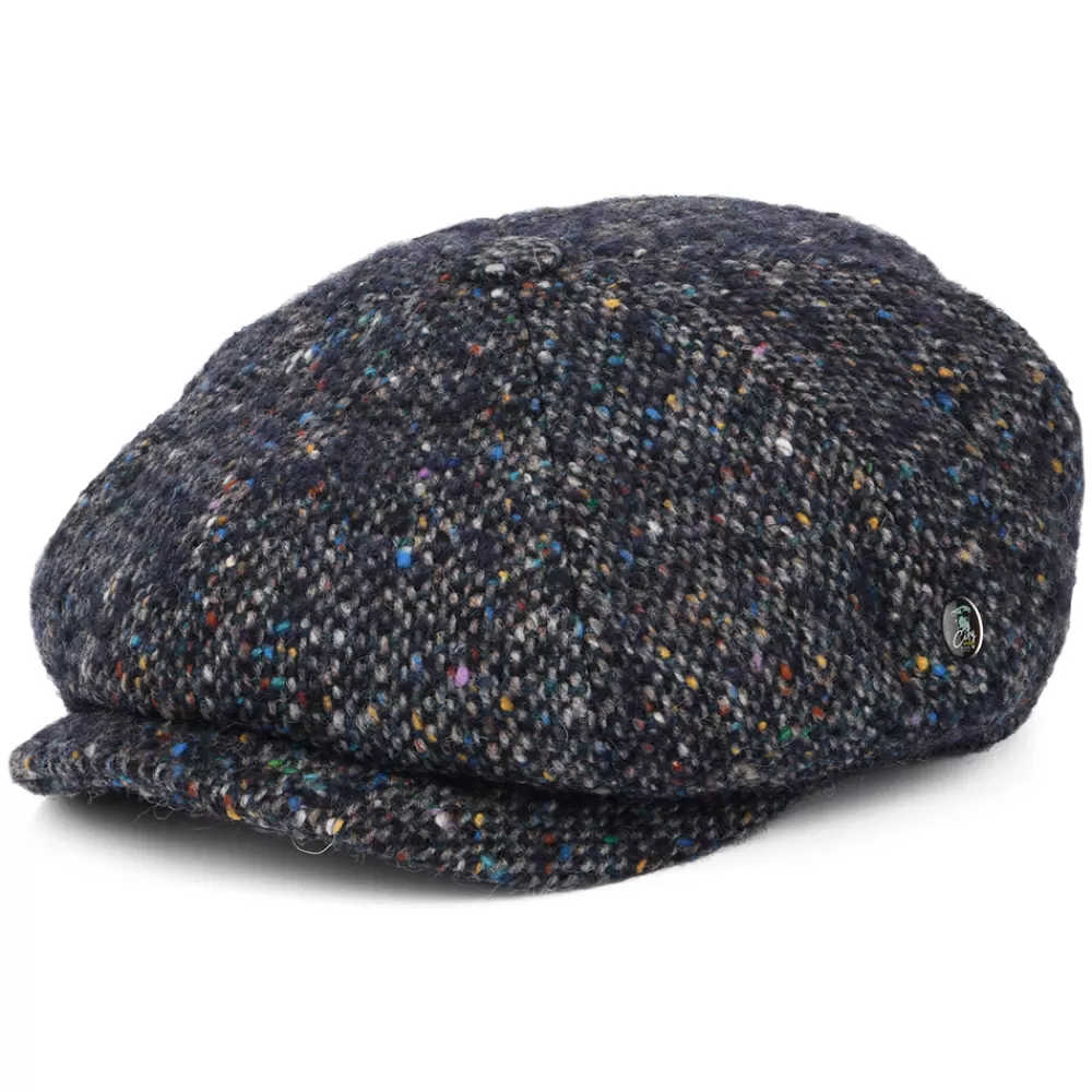 Casquettes Plates | Casquettes Plates^City Sport Casquette Gavroche en Tweed du Donegal Chiné Calotte Profonde bleu marine-multi