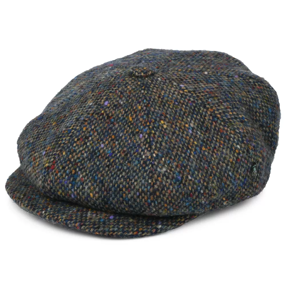 Casquettes Plates | Chapeaux Hiver^City Sport Casquette Gavroche en Tweed du Donegal Chiné Calotte Profonde bleu-multi