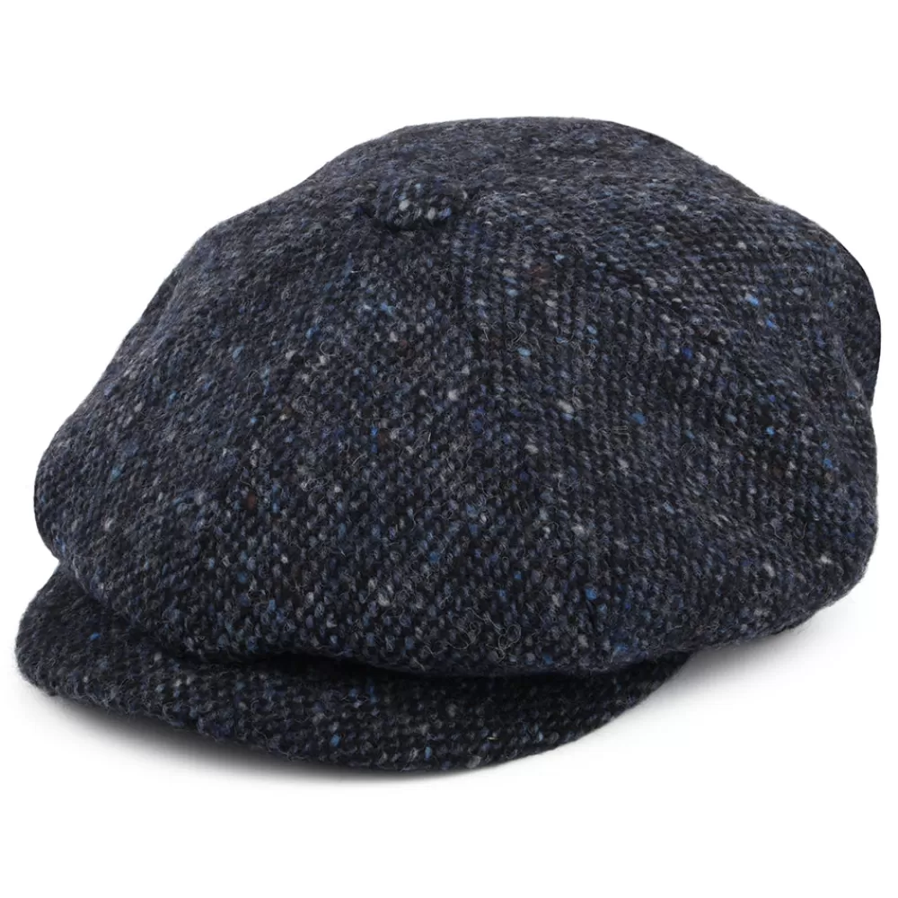 Casquettes Plates | Grandes Tailles^Jaxon & James Casquette Gavroche en Tweed du Donegal Chiné Glenborin bleu-noir JAXON & JAMES