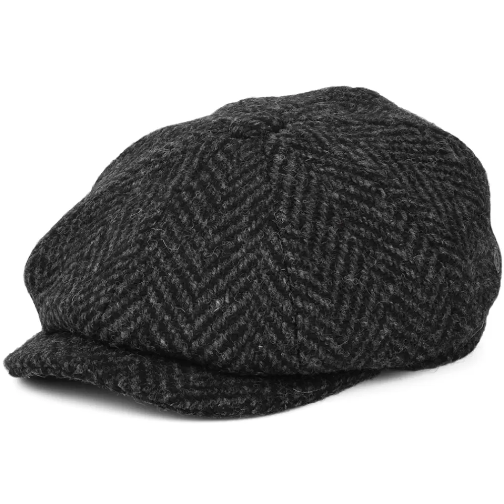 Casquettes Plates | Grandes Tailles^Jaxon & James Casquette Gavroche en Tweed du Donegal Épais à Chevrons Glencoagh noir-anthracite JAXON & JAMES