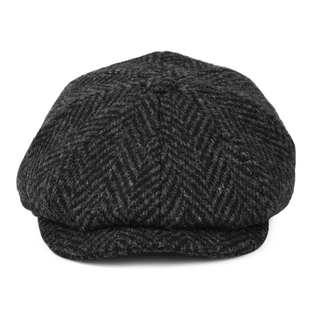 Casquettes Plates | Grandes Tailles^Jaxon & James Casquette Gavroche en Tweed du Donegal Épais à Chevrons Glencoagh noir-anthracite JAXON & JAMES