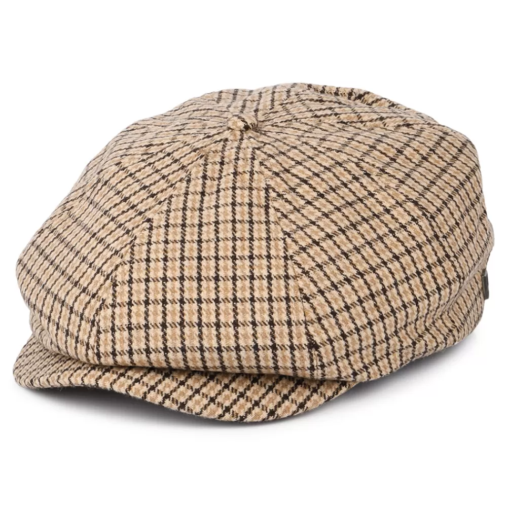 Casquettes Plates | Casquettes Plates^Brixton Casquette Gavroche Pied-de-Poule Brood sable-marron