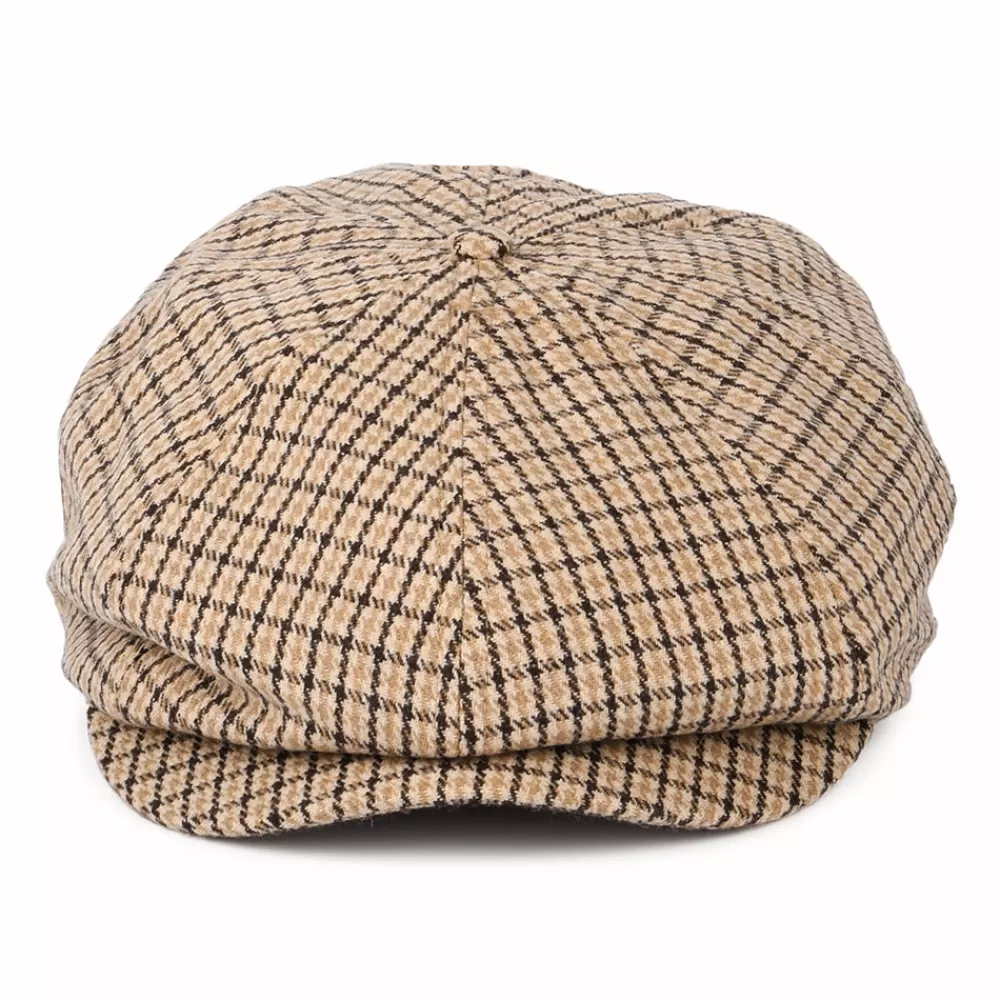 Casquettes Plates | Casquettes Plates^Brixton Casquette Gavroche Pied-de-Poule Brood sable-marron