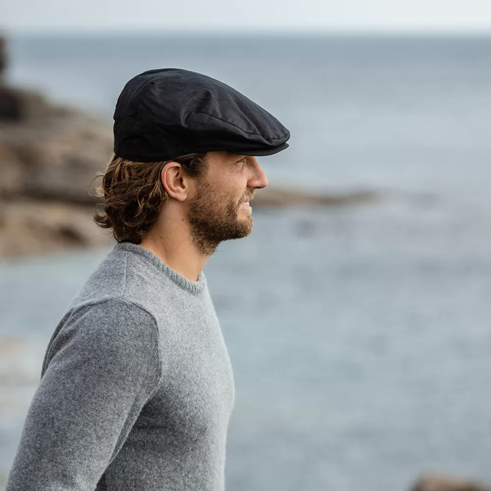 Chapeaux De Pluie | Casquettes Plates^Jaxon & James Casquette Plate en Coton Ciré British Millerain noir JAXON & JAMES