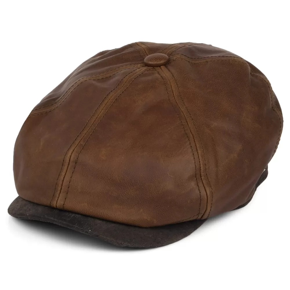 Casquettes Plates | Chapeaux Hiver^Jaxon & James Casquette Plate en Cuir Fulton marron JAXON & JAMES