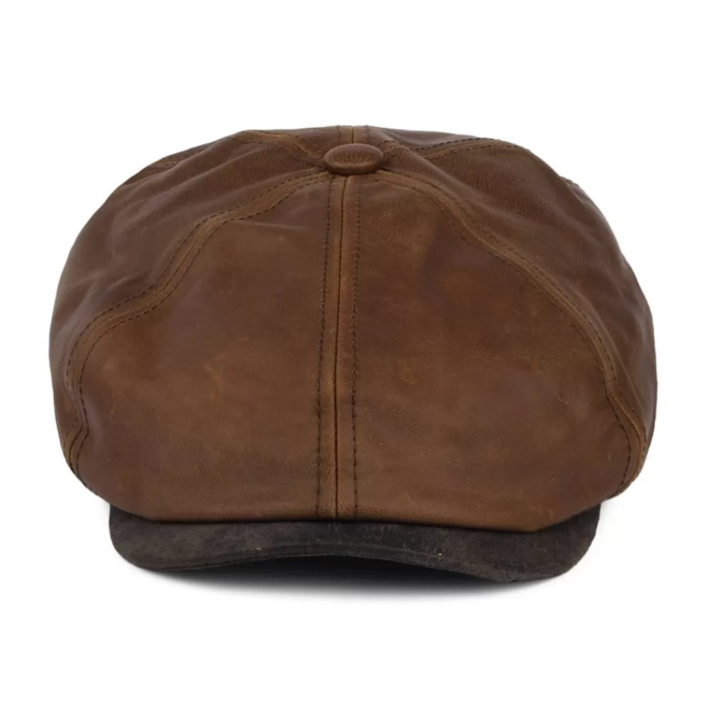 Casquettes Plates | Chapeaux Hiver^Jaxon & James Casquette Plate en Cuir Fulton marron JAXON & JAMES