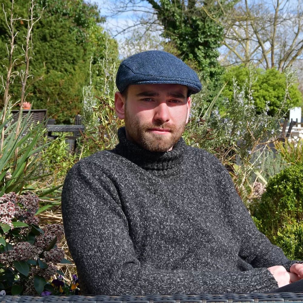 Casquettes Plates | Grandes Tailles^Jaxon & James Casquette Plate en Harris Tweed à Chevrons Ardmore bleu-noir JAXON & JAMES