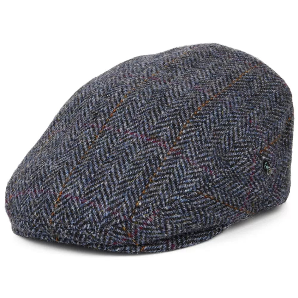 Casquettes Plates | Chapeaux Hiver^City Sport Casquette Plate en Harris Tweed à Chevrons bleu marine-bleu