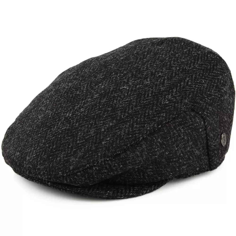 Casquettes Plates | Grandes Tailles^Jaxon & James Casquette Plate en Harris Tweed à Chevrons Dunvegan noir-anthracite JAXON & JAMES