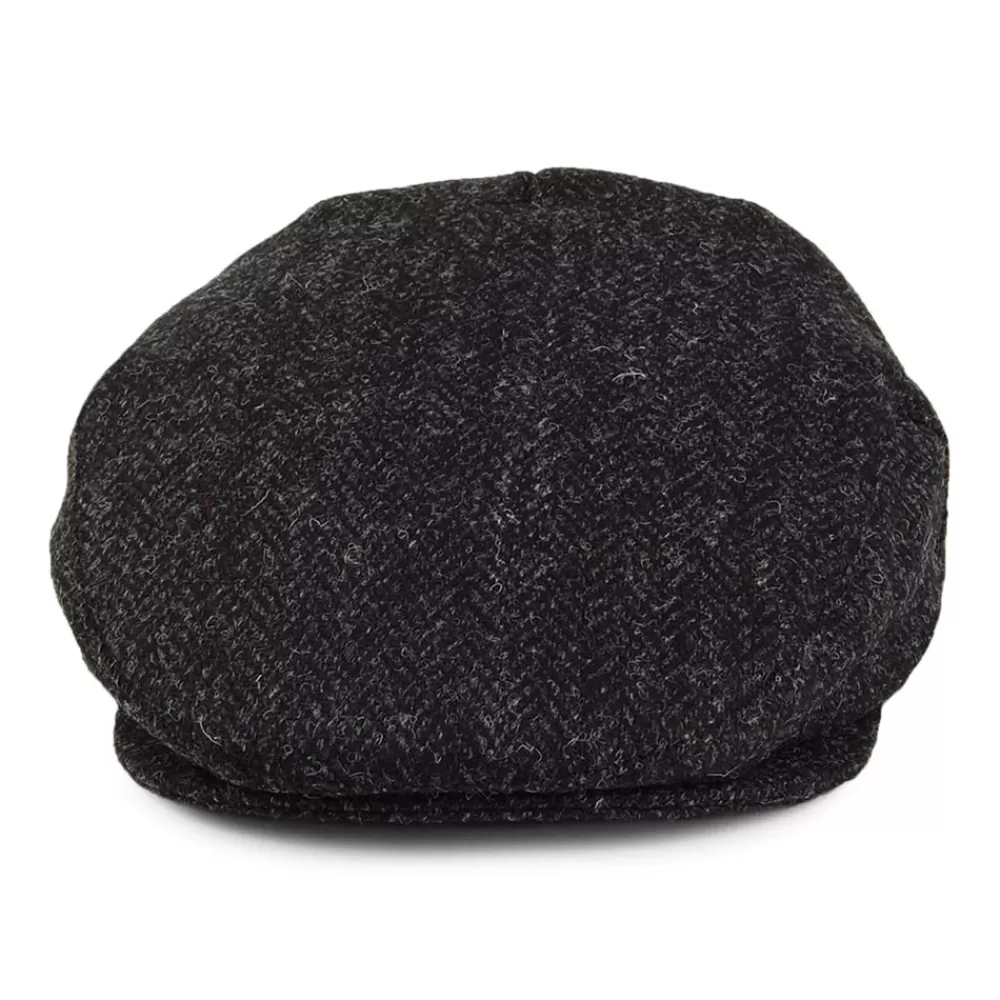 Casquettes Plates | Grandes Tailles^Jaxon & James Casquette Plate en Harris Tweed à Chevrons Dunvegan noir-anthracite JAXON & JAMES