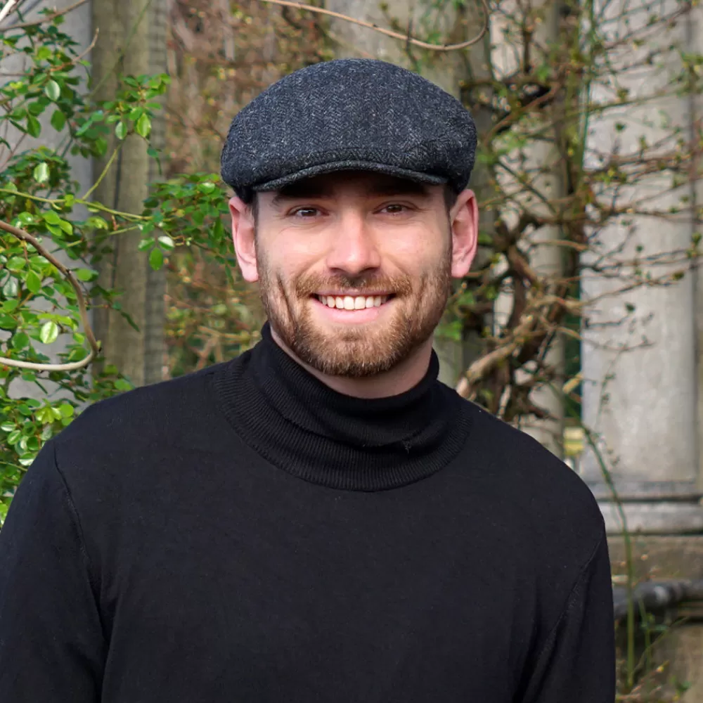 Casquettes Plates | Grandes Tailles^Jaxon & James Casquette Plate en Harris Tweed à Chevrons Dunvegan noir-anthracite JAXON & JAMES