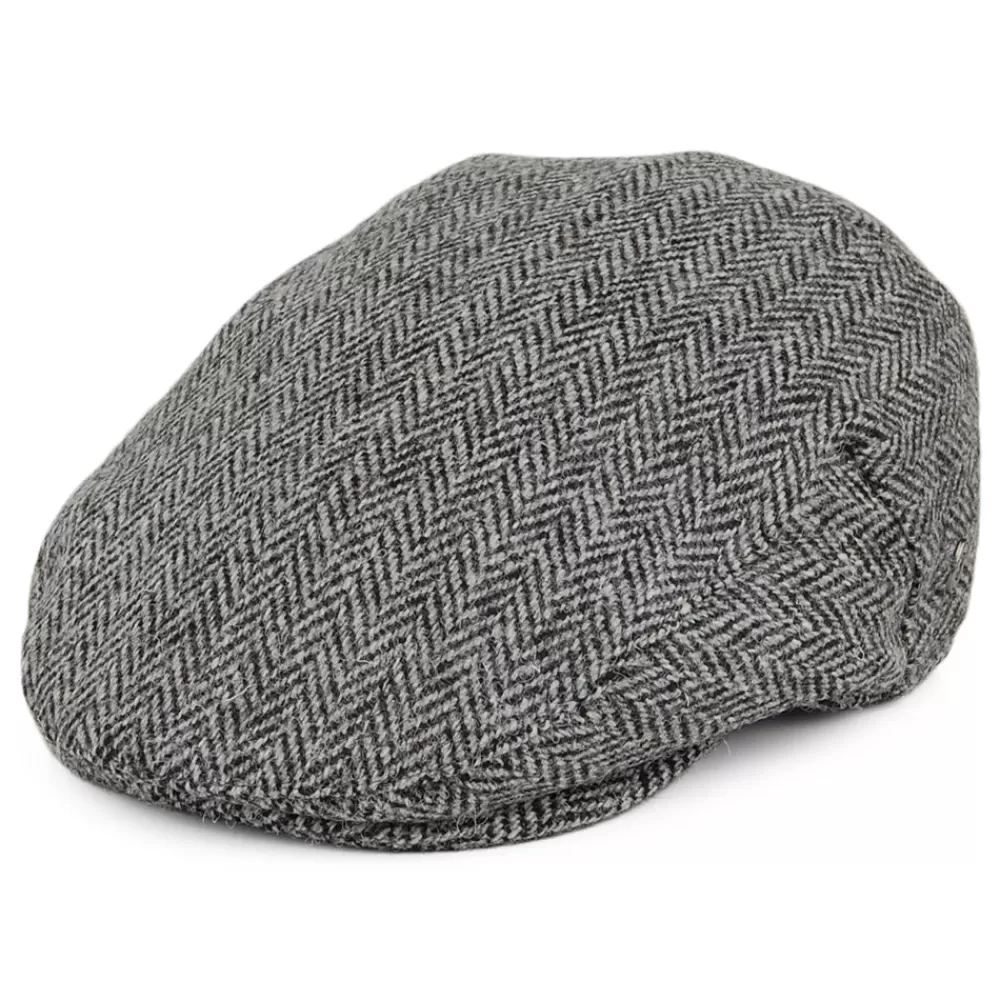 Casquettes Plates | Grandes Tailles^Jaxon & James Casquette Plate en Harris Tweed à Chevrons Kinloch noir-gris JAXON & JAMES