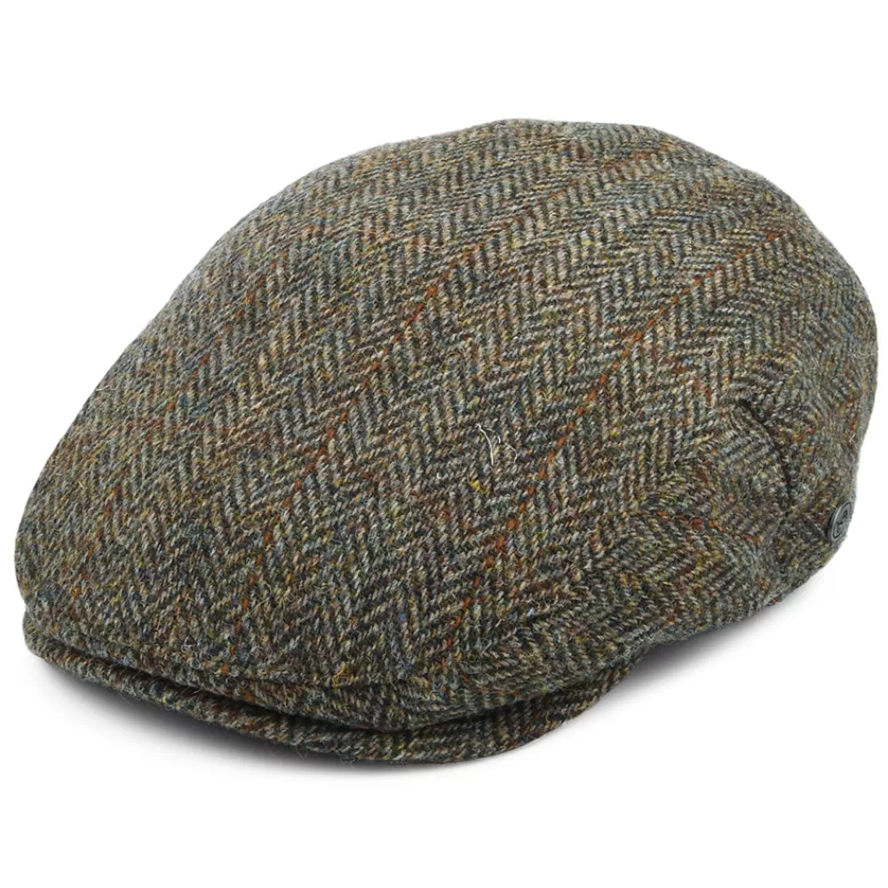 Casquettes Plates | Grandes Tailles^Jaxon & James Casquette Plate en Harris Tweed à Chevrons Lundale olive-marron JAXON & JAMES