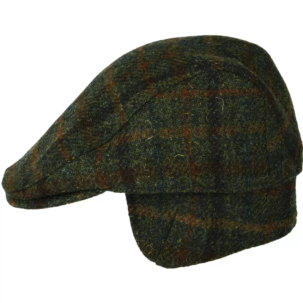Casquettes Plates | Chapeaux Hiver^Failsworth Casquette Plate en Harris Tweed Avec Protège-Oreilles à Carreaux Oban olive-rouille