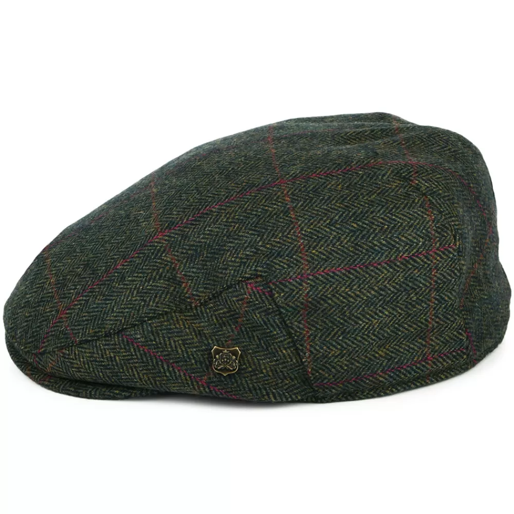Casquettes Plates | Chapeaux Hiver^Failsworth Casquette Plate en Laine Britannique à Carreaux et Chevrons Cambridge olive foncé