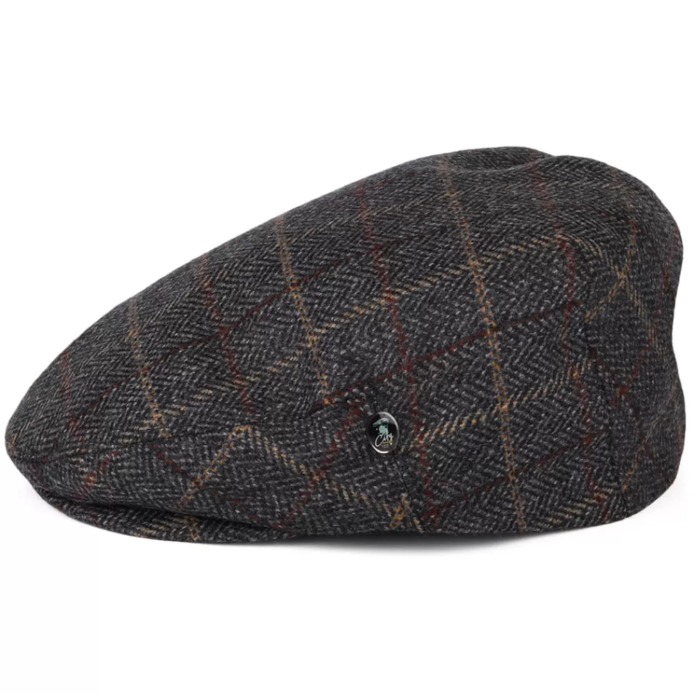 Casquettes Plates | Casquettes Plates^City Sport Casquette Plate en Laine et Cachemire à Carreaux et Chevrons gris
