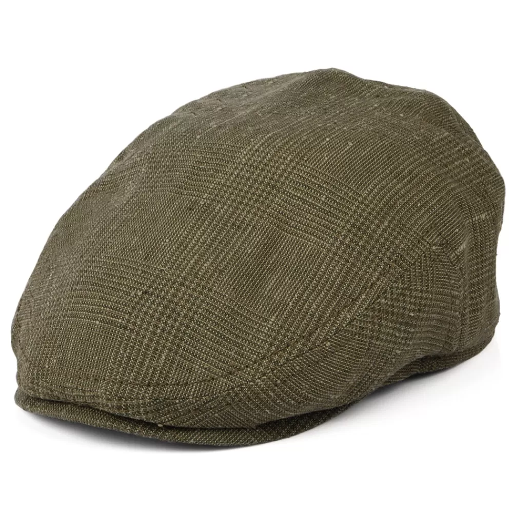 Casquettes Plates | Casquettes Plates^Stetson Casquette Plate en Lin et Soie Prince-de-Galles Kent olive
