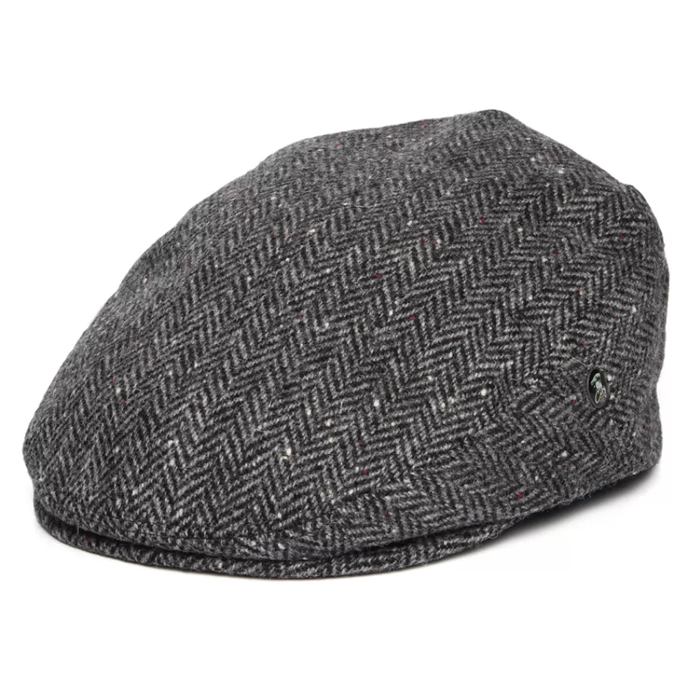 Casquettes Plates | Chapeaux Hiver^City Sport Casquette Plate en Tweed du Donegal à Chevrons gris-noir