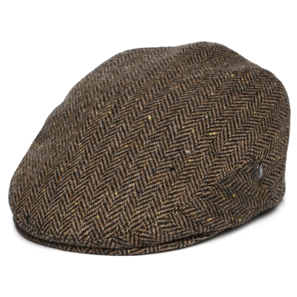Casquettes Plates | Chapeaux Hiver^City Sport Casquette Plate en Tweed du Donegal à Chevrons marron