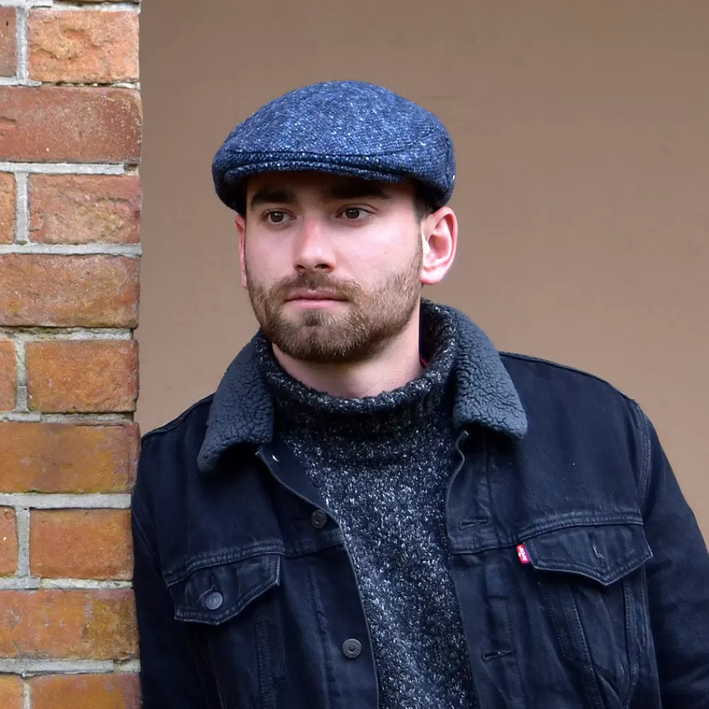Casquettes Plates | Chapeaux Hiver^Jaxon & James Casquette Plate en Tweed du Donegal Chiné Foyle bleu-noir JAXON & JAMES