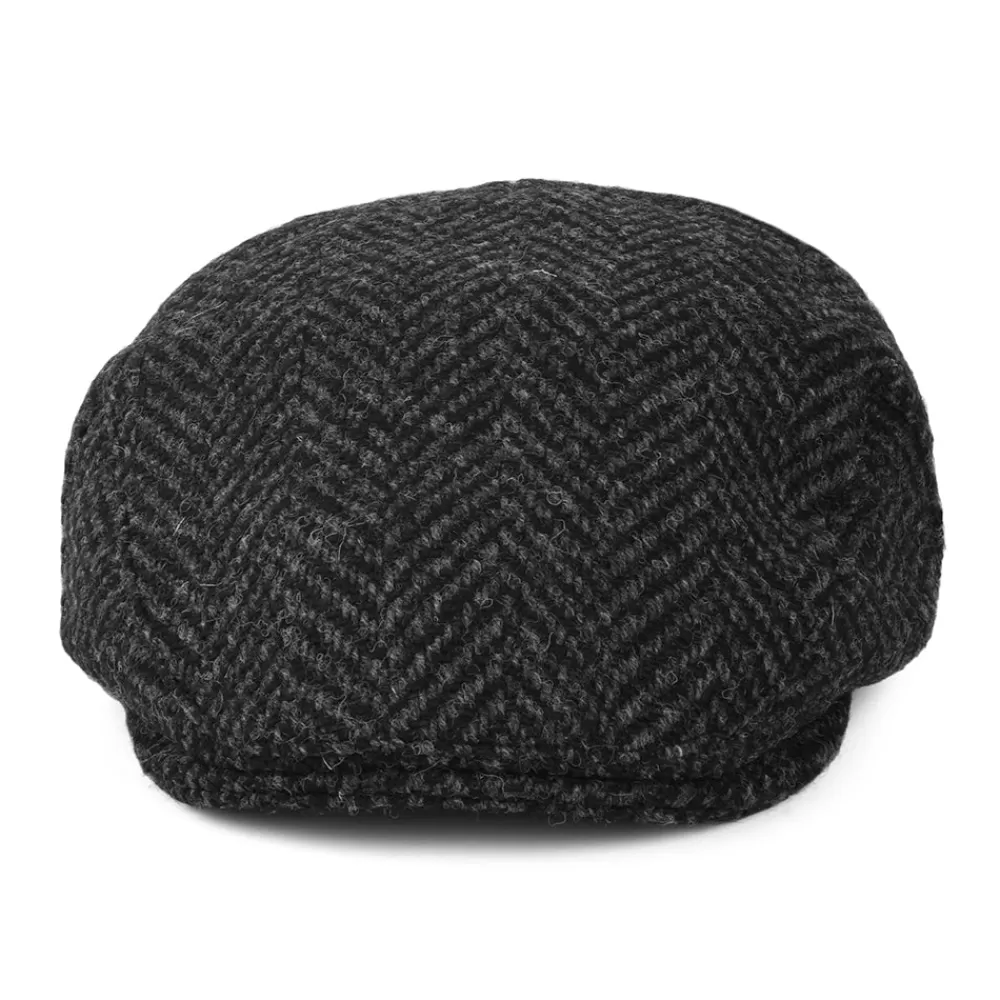 Casquettes Plates | Grandes Tailles^Jaxon & James Casquette Plate en Tweed du Donegal Épais à Chevrons Drumbarron noir-anthracite JAXON & JAMES