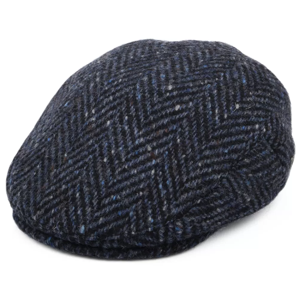 Casquettes Plates | Chapeaux Hiver^Jaxon & James Casquette Plate en Tweed du Donegal Épais à Chevrons Dunmore bleu marine-noir JAXON & JAMES