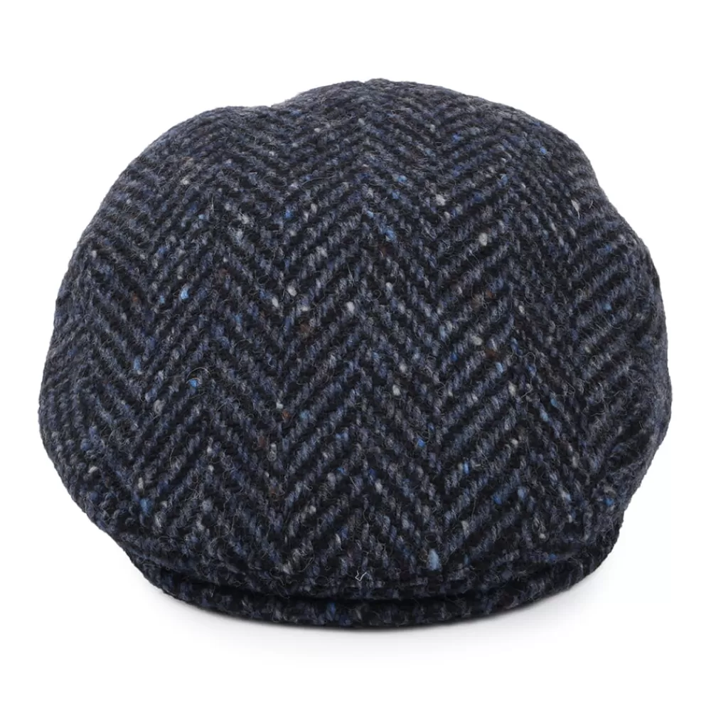 Casquettes Plates | Chapeaux Hiver^Jaxon & James Casquette Plate en Tweed du Donegal Épais à Chevrons Dunmore bleu marine-noir JAXON & JAMES