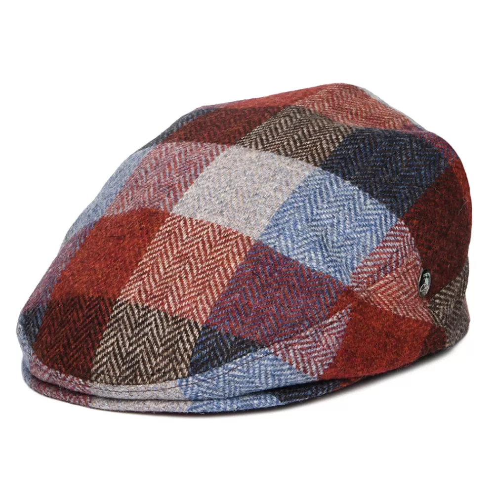 Casquettes Plates | Chapeaux Hiver^City Sport Casquette Plate en Tweed du Donegal Patch à Chevrons bleu-vin