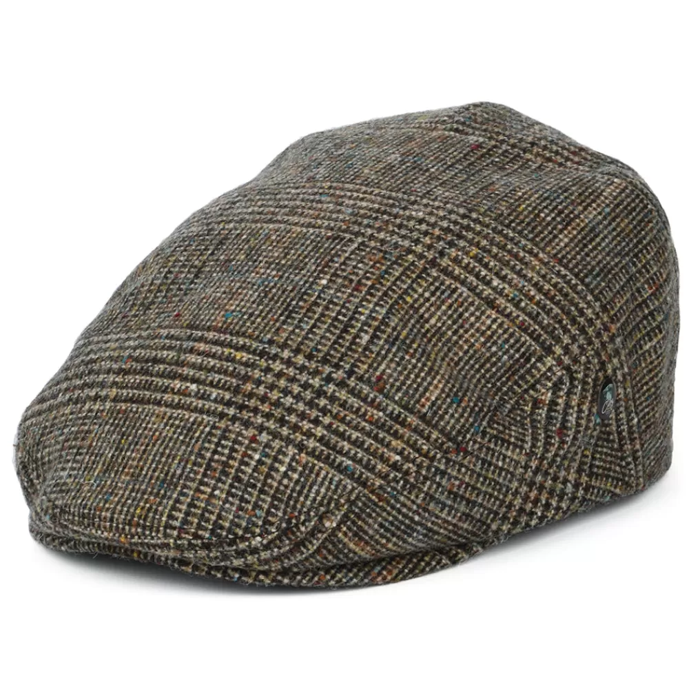 Casquettes Plates | Casquettes Plates^City Sport Casquette Plate en Tweed du Donegal Prince-de-Galles olive