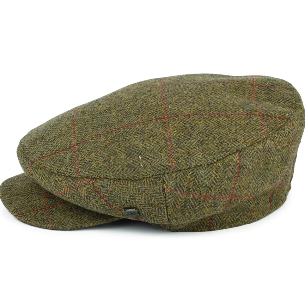 Casquettes Plates | Chapeaux Hiver^Failsworth Casquette Plate Hydrofuge à Carreaux et Chevrons Manor mousse-rouge