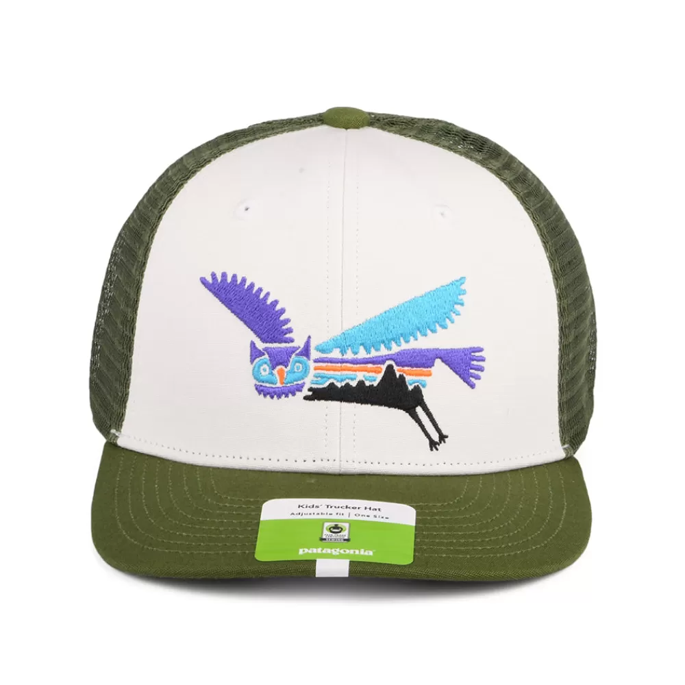 Casquettes Trucker^Patagonia Casquette Trucker Enfant en Coton Bio Fitz Roy Owl blanc-olive