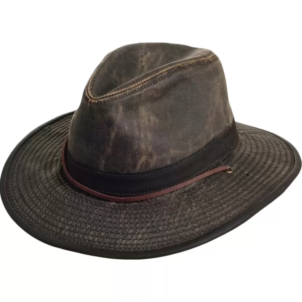 Chapeaux Fedora | Chapeaux Fedora^Dorfman Pacific Chapeau Australien en Coton Effet Usé marron