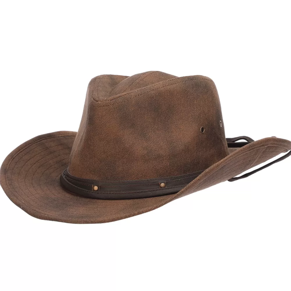 Chapeaux De Cowboy | Chapeaux De Cowboy^Dorfman Pacific Chapeau Australien en Coton Sergé Vieilli Danum marron