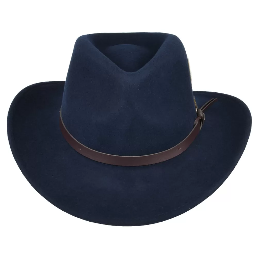 Chapeaux Trilby | Chapeaux Fedora^Scala Chapeau Australien en Laine Feutrée Déformable Hydrofuge Dakota bleu marine