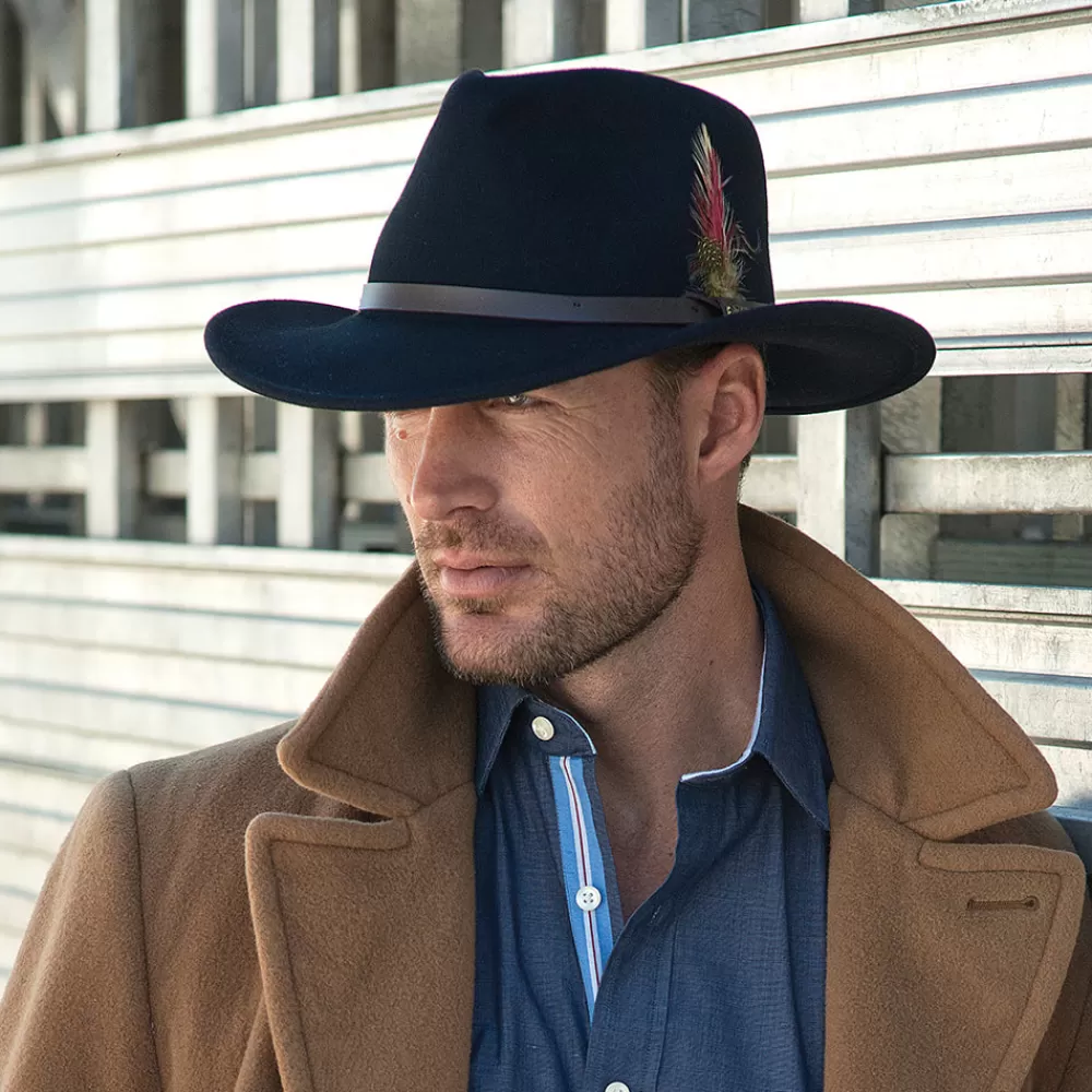Chapeaux Trilby | Chapeaux Fedora^Scala Chapeau Australien en Laine Feutrée Déformable Hydrofuge Dakota bleu marine