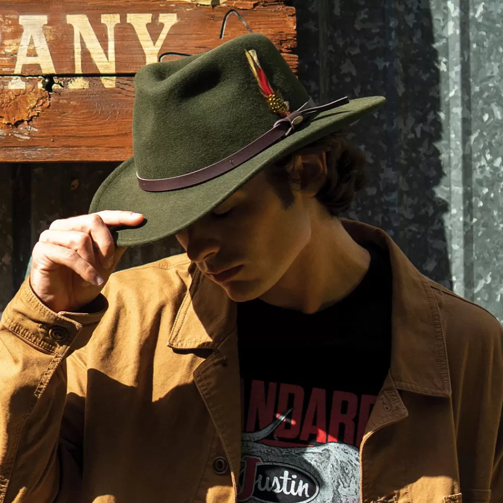 Chapeaux Trilby | Chapeaux Fedora^Scala Chapeau Australien en Laine Feutrée Déformable Hydrofuge Dakota forêt