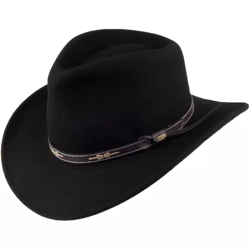 Chapeaux Femme | Chapeaux De Cowboy^Scala Chapeau Australien en Laine Feutrée Déformable Hydrofuge noir