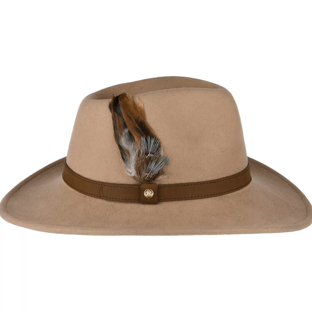 Chapeaux De Pluie | Chapeaux Femme^Failsworth Chapeau Australien Hydrofuge en Laine Feutrée Avec Plumes camel