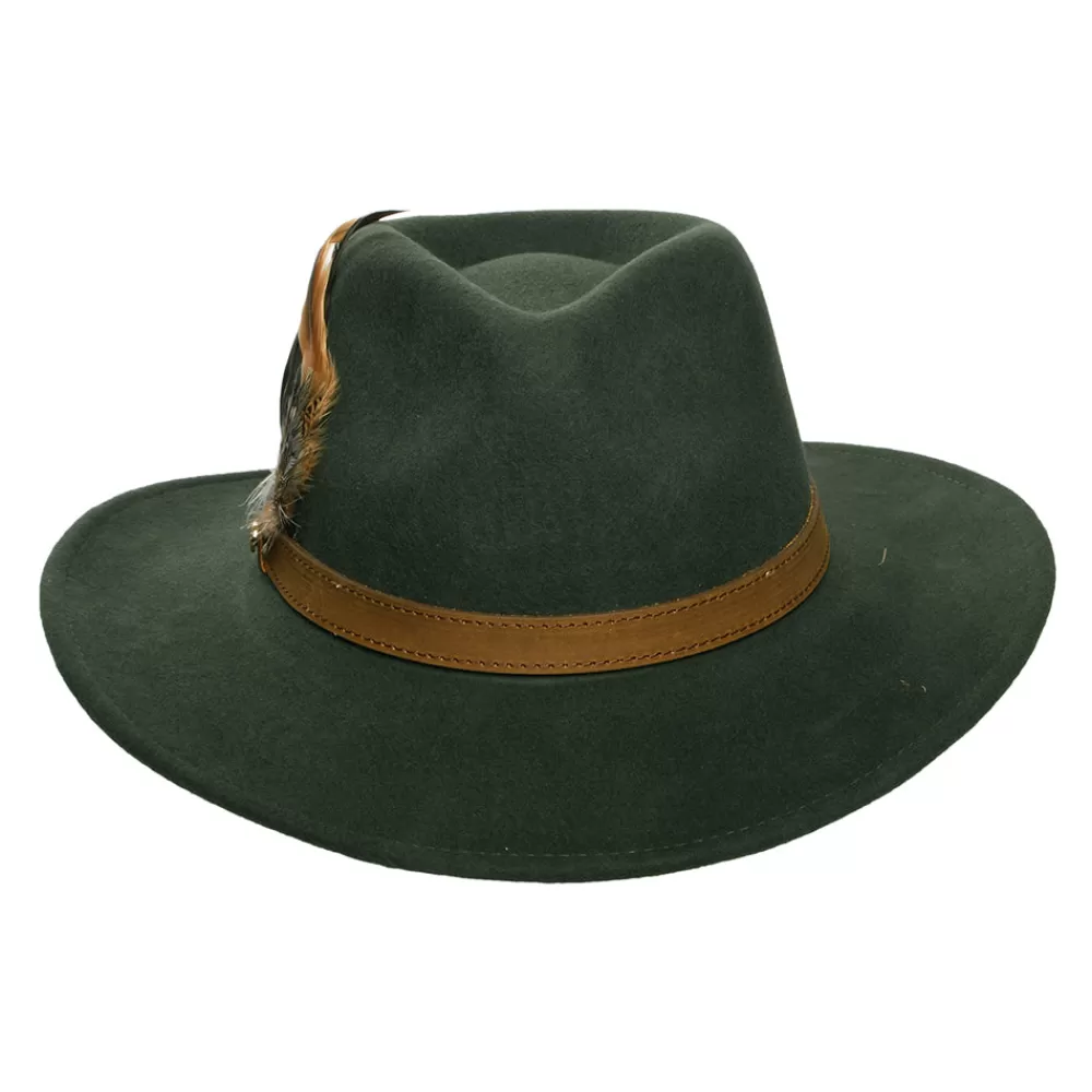 Chapeaux De Pluie | Chapeaux Femme^Failsworth Chapeau Australien Hydrofuge en Laine Feutrée Avec Plumes olive