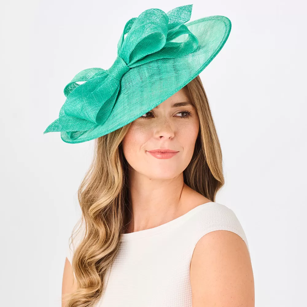 Chapeaux Cérémonie | Chapeaux Bibi^Failsworth Chapeau Bibi Disque avec Large Nœud Caroline vert aqua