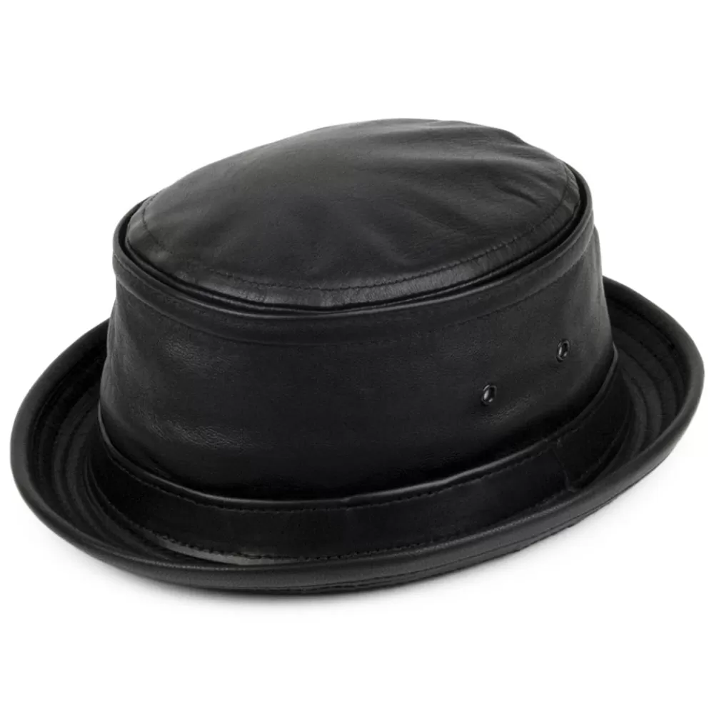Chapeaux Bob | Chapeaux Pork Pie^New York Hat Company Chapeau Bob en Cuir noir