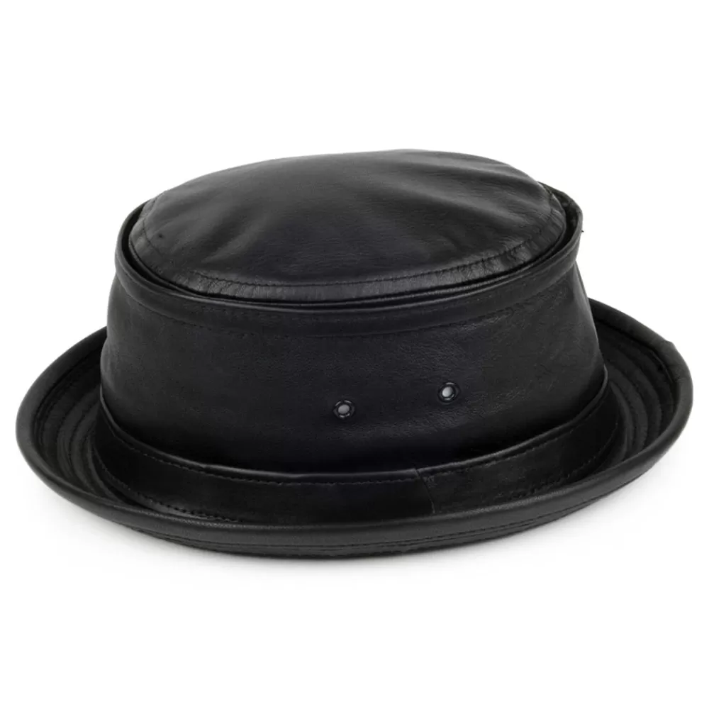 Chapeaux Bob | Chapeaux Pork Pie^New York Hat Company Chapeau Bob en Cuir noir