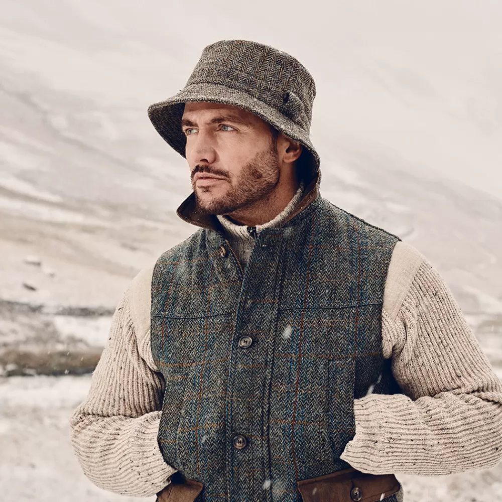 Chapeaux Bob | Chapeaux Hiver^Failsworth Chapeau Bob en Harris Tweed Grouse olive-bleu