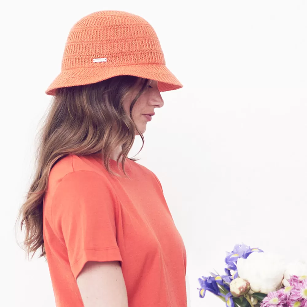 Chapeaux Été | Chapeaux Bob^Seeberger Chapeau Bob en Lin Mélangé Tricoté orange