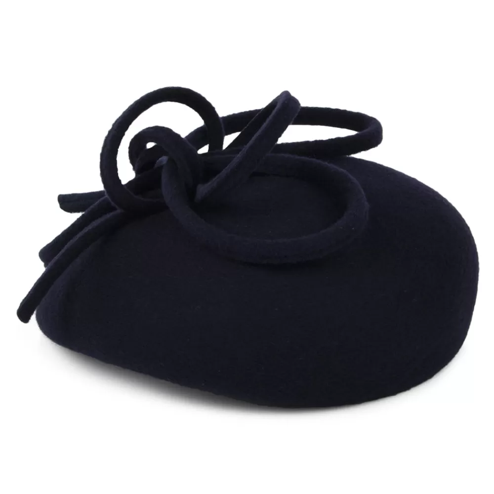 Chapeaux Cérémonie | Chapeaux Calots^Whiteley Chapeau Calot en Laine avec Boucles Rosey bleu marine